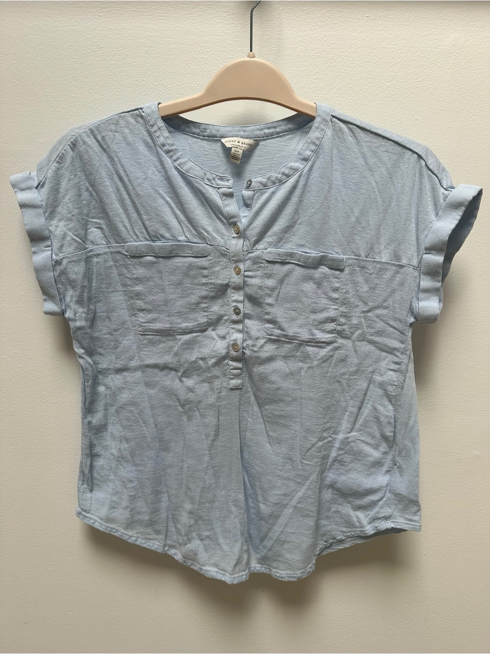 Lucky Brand Light Blue Women’s Button Henley Top